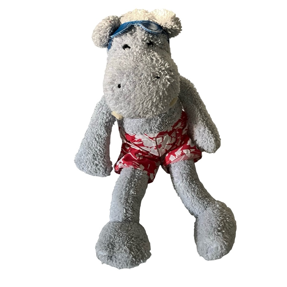 Pottery Barn Kids Hippo Plush Beach Vacation 11” Stuffed Animal PBK Toy Hawaii